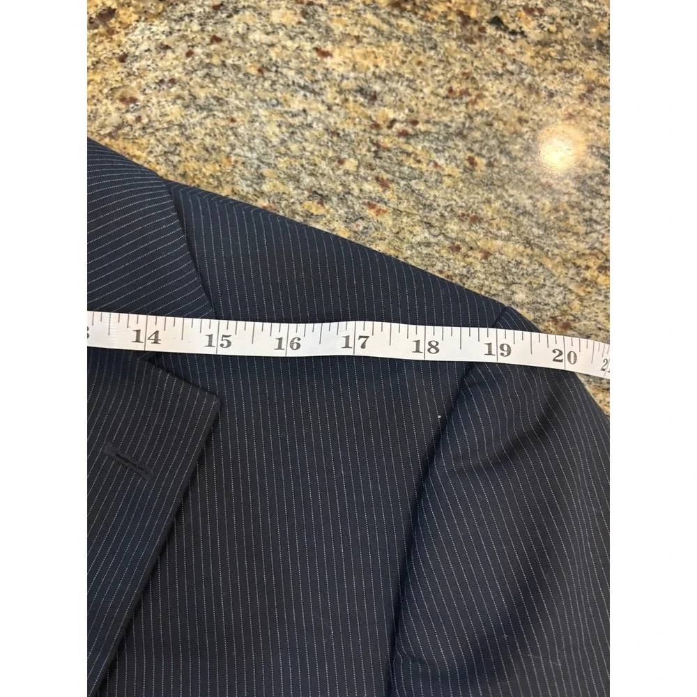 Hugo Boss Navy Pinstripe Blazer Super‎ 120 Virgin Wool Suit Sports Coat 42R